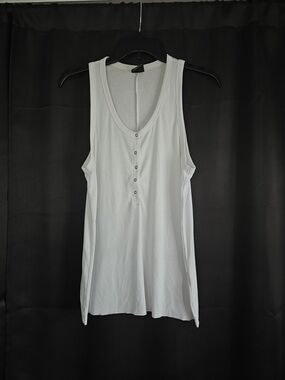 Nike Dri- Fit White Henley Snap-Front Tank Top